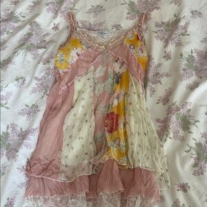 fille a suivre Girl Follow top multi floral print beaded lacy flowy fairy blouse
